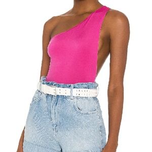 One Strap Bodysuit in Pink. Size S. Brand New